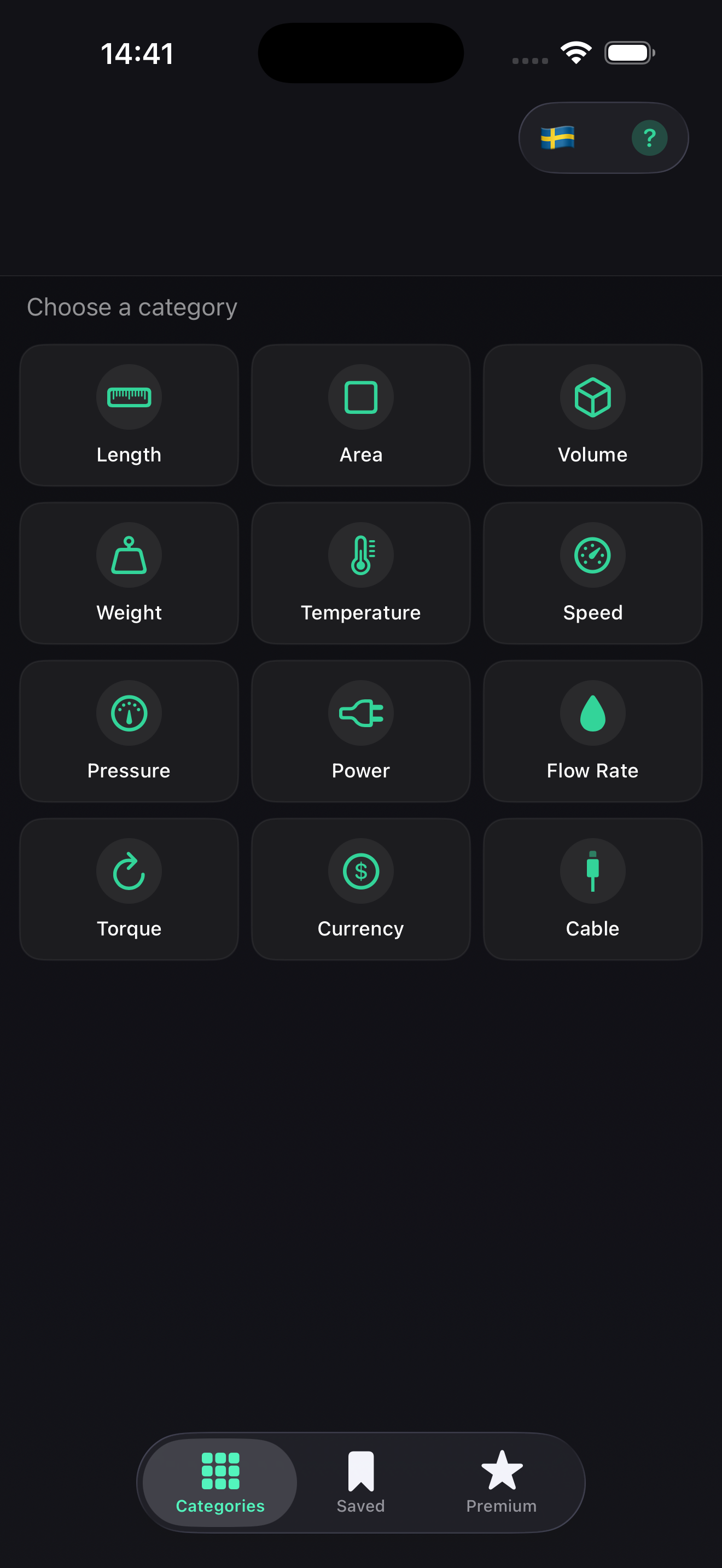 Unit Converter App - Categories View