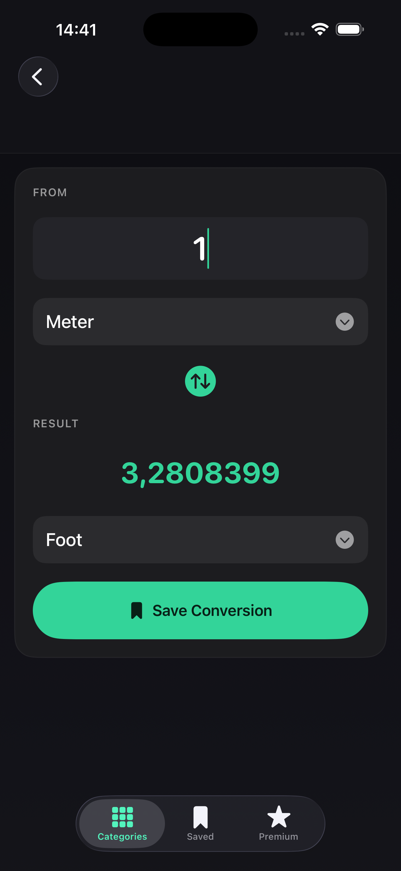 Unit Converter App - Conversion View